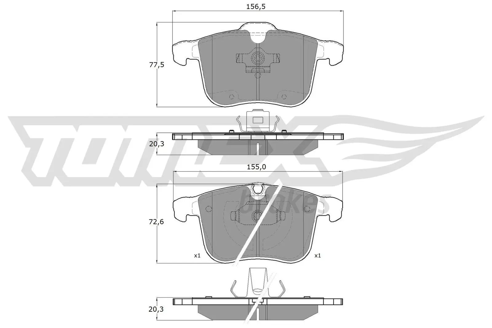 Bremsbelagsatz, Scheibenbremse Vorderachse TOMEX Brakes TX 16-19