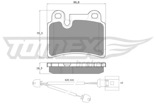 Bremsbelagsatz, Scheibenbremse Hinterachse TOMEX Brakes TX 16-21 Bild Bremsbelagsatz, Scheibenbremse Hinterachse TOMEX Brakes TX 16-21