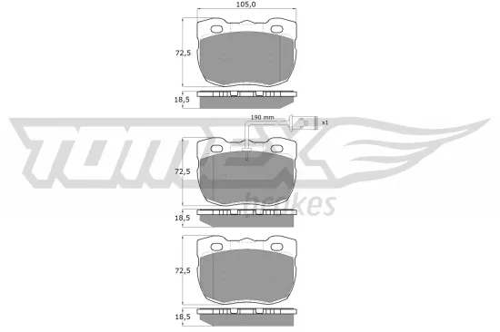 Bremsbelagsatz, Scheibenbremse Vorderachse TOMEX Brakes TX 16-23 Bild Bremsbelagsatz, Scheibenbremse Vorderachse TOMEX Brakes TX 16-23