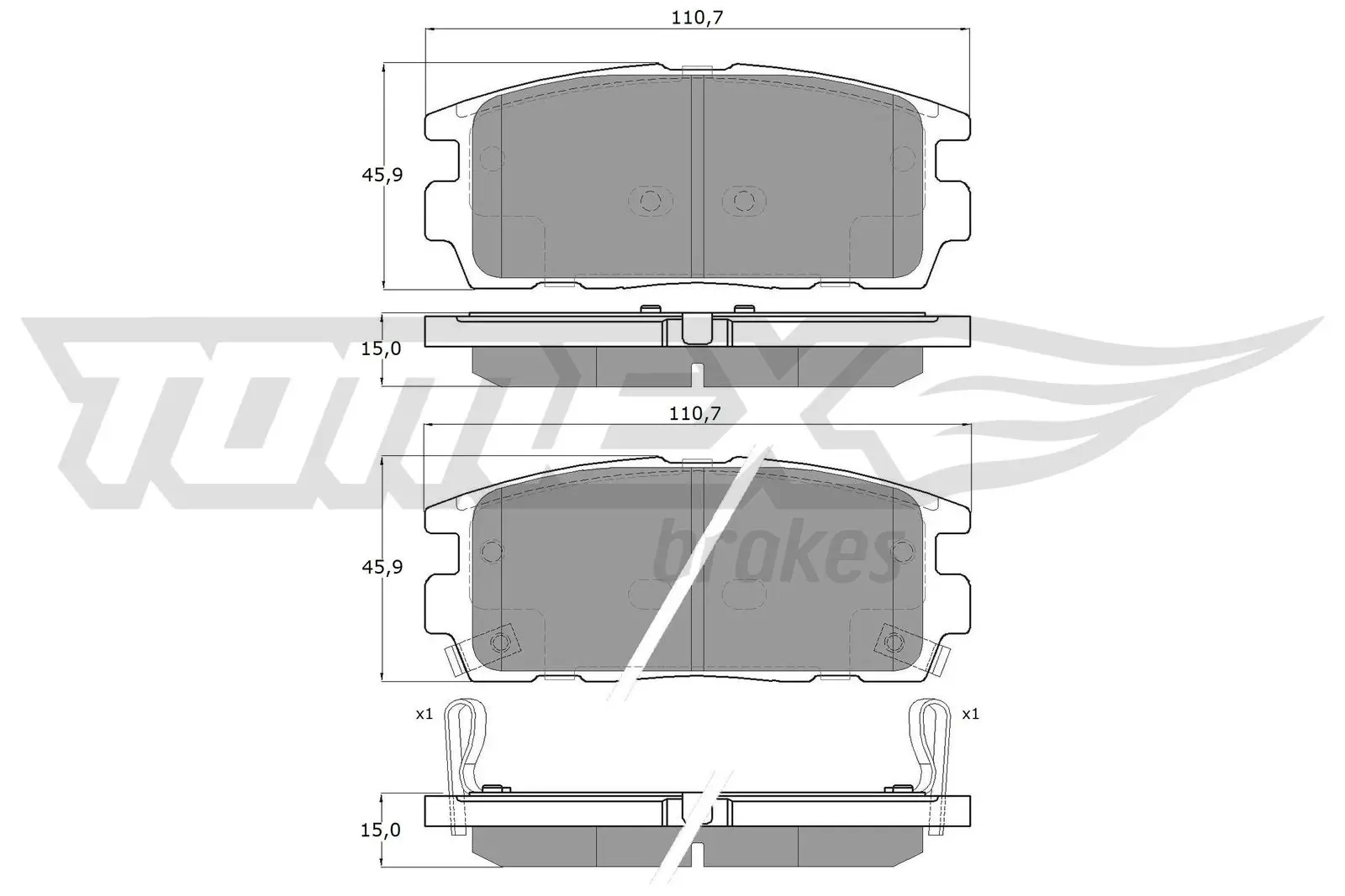 Bremsbelagsatz, Scheibenbremse Hinterachse TOMEX Brakes TX 16-43