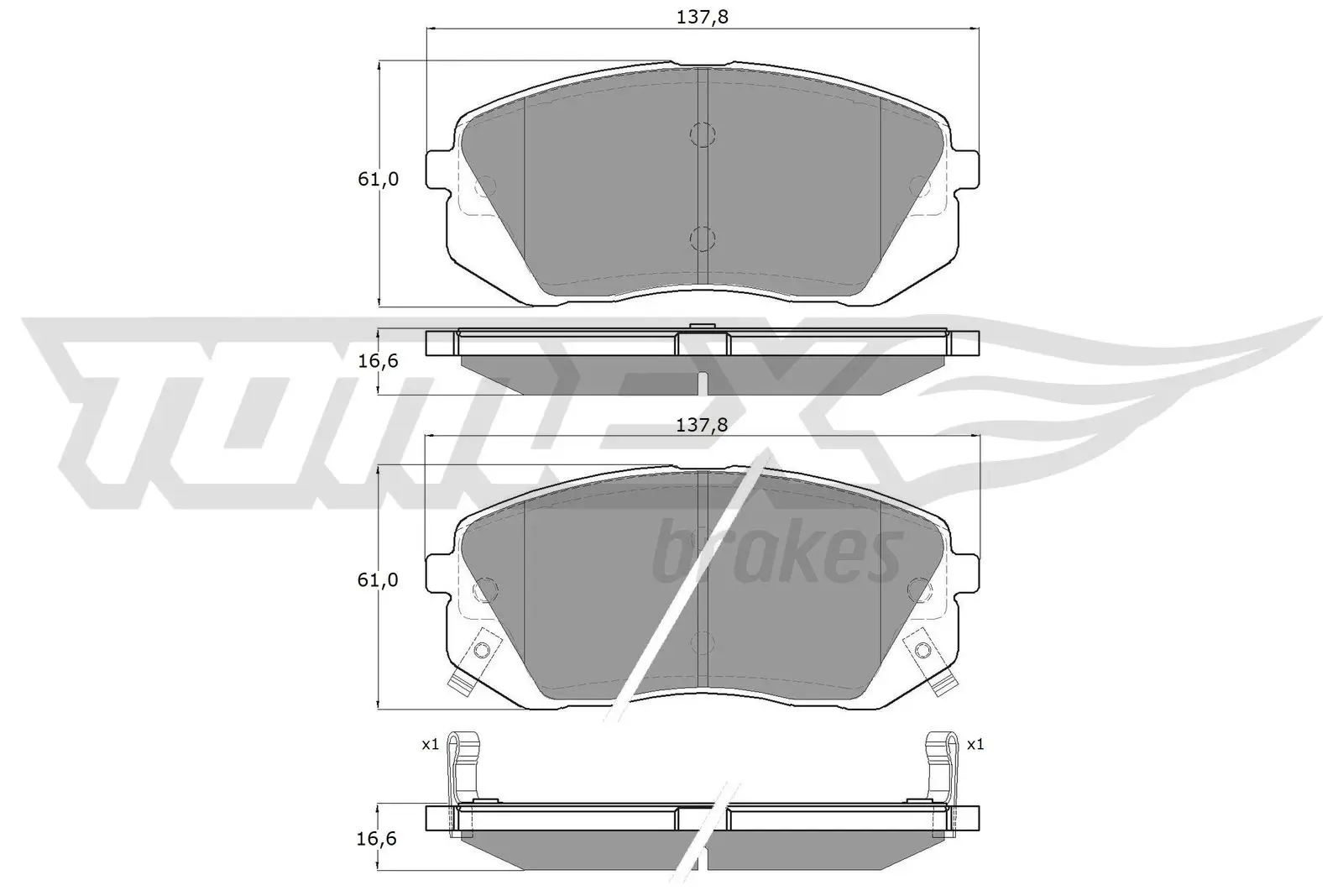 Bremsbelagsatz, Scheibenbremse TOMEX Brakes TX 16-44