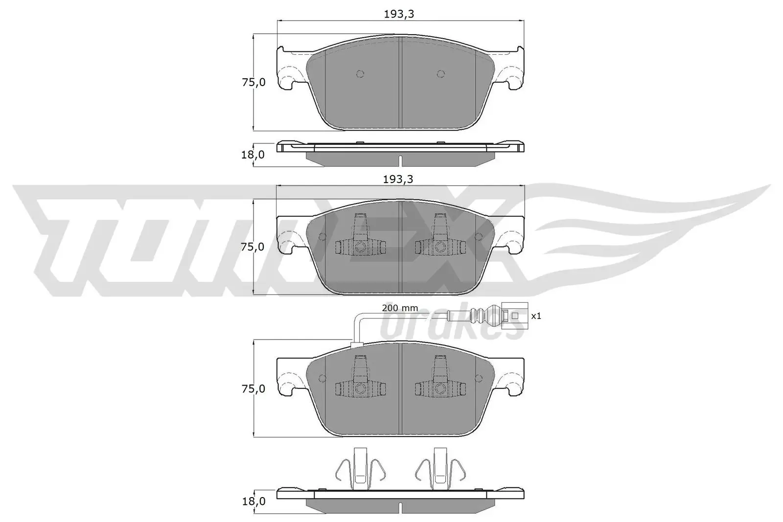 Bremsbelagsatz, Scheibenbremse Vorderachse TOMEX Brakes TX 16-46