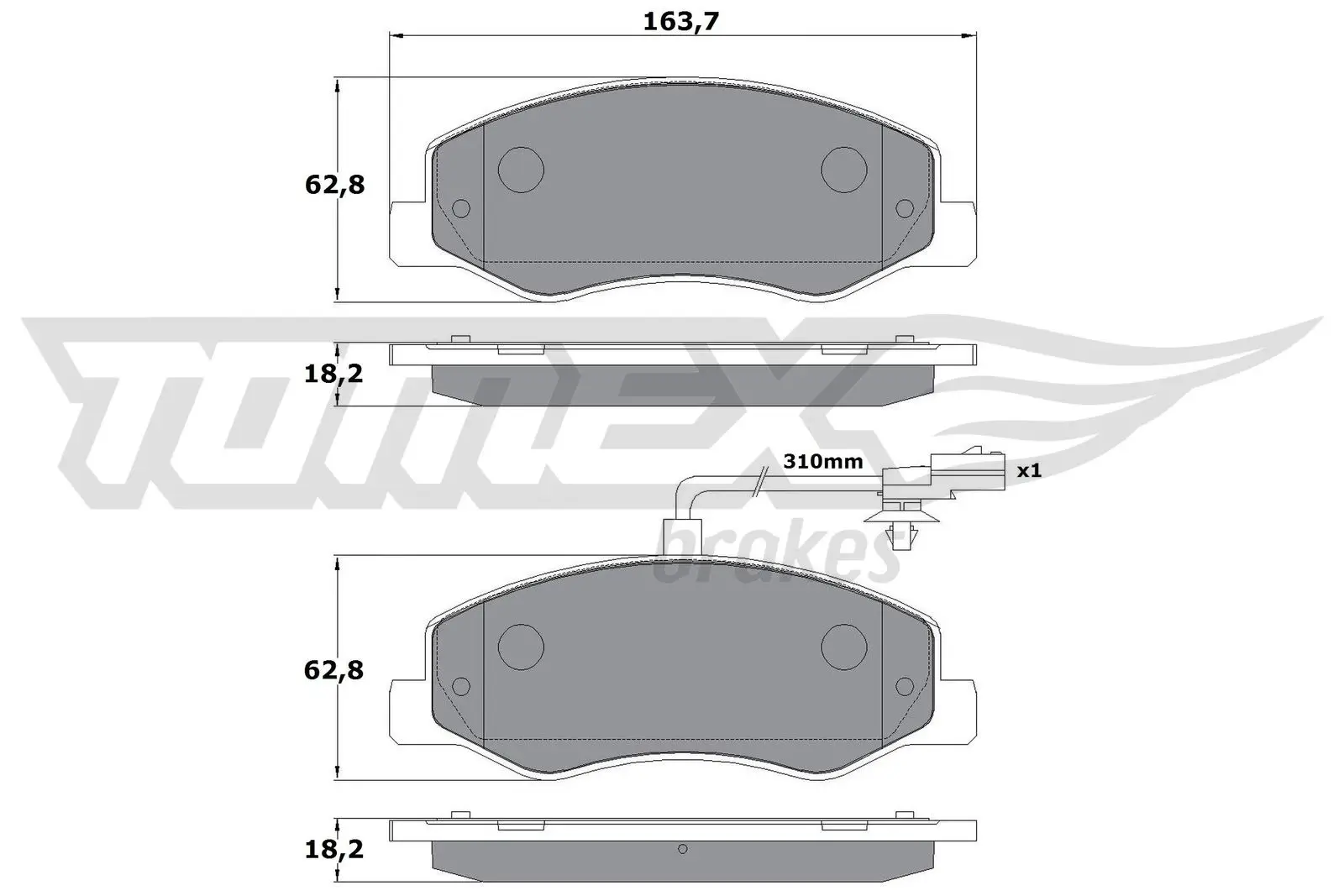 Bremsbelagsatz, Scheibenbremse TOMEX Brakes TX 16-49 Bild Bremsbelagsatz, Scheibenbremse TOMEX Brakes TX 16-49