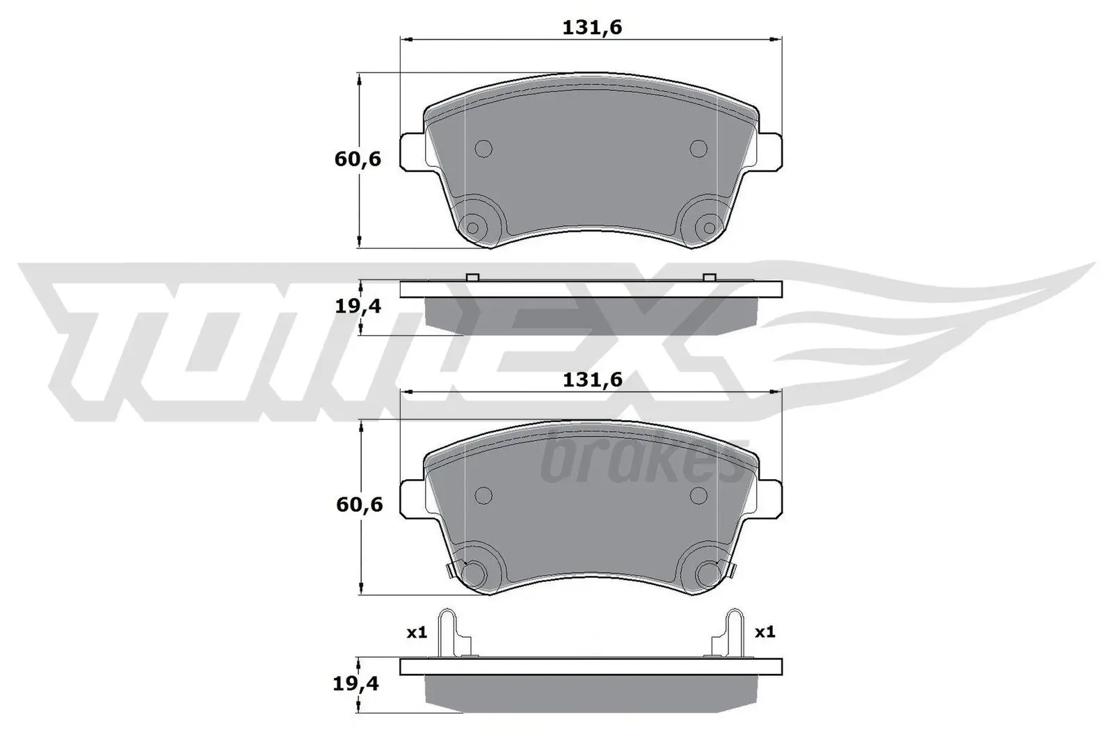 Bremsbelagsatz, Scheibenbremse Vorderachse TOMEX Brakes TX 16-53