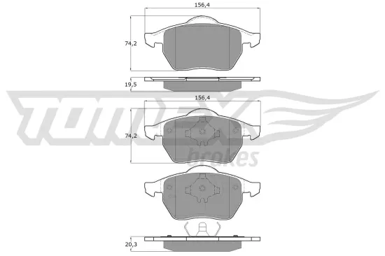 Bremsbelagsatz, Scheibenbremse Vorderachse TOMEX Brakes TX 16-54 Bild Bremsbelagsatz, Scheibenbremse Vorderachse TOMEX Brakes TX 16-54