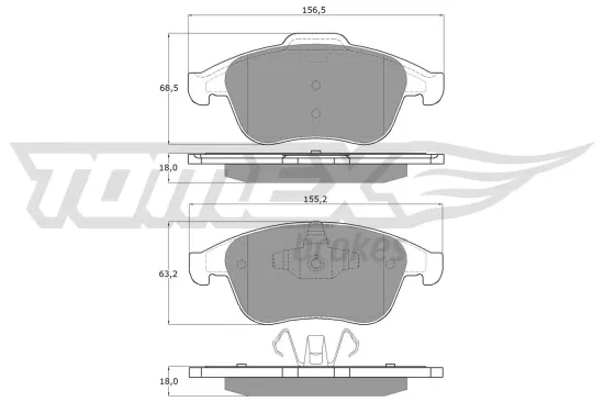 Bremsbelagsatz, Scheibenbremse Vorderachse TOMEX Brakes TX 16-56 Bild Bremsbelagsatz, Scheibenbremse Vorderachse TOMEX Brakes TX 16-56
