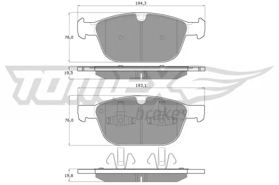 Bremsbelagsatz, Scheibenbremse Vorderachse TOMEX Brakes TX 16-57 Bild Bremsbelagsatz, Scheibenbremse Vorderachse TOMEX Brakes TX 16-57
