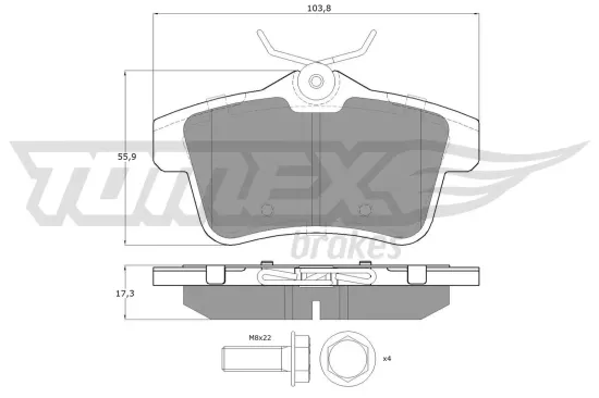 Bremsbelagsatz, Scheibenbremse Hinterachse TOMEX Brakes TX 16-60 Bild Bremsbelagsatz, Scheibenbremse Hinterachse TOMEX Brakes TX 16-60