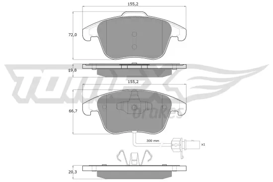 Bremsbelagsatz, Scheibenbremse Vorderachse TOMEX Brakes TX 16-75 Bild Bremsbelagsatz, Scheibenbremse Vorderachse TOMEX Brakes TX 16-75