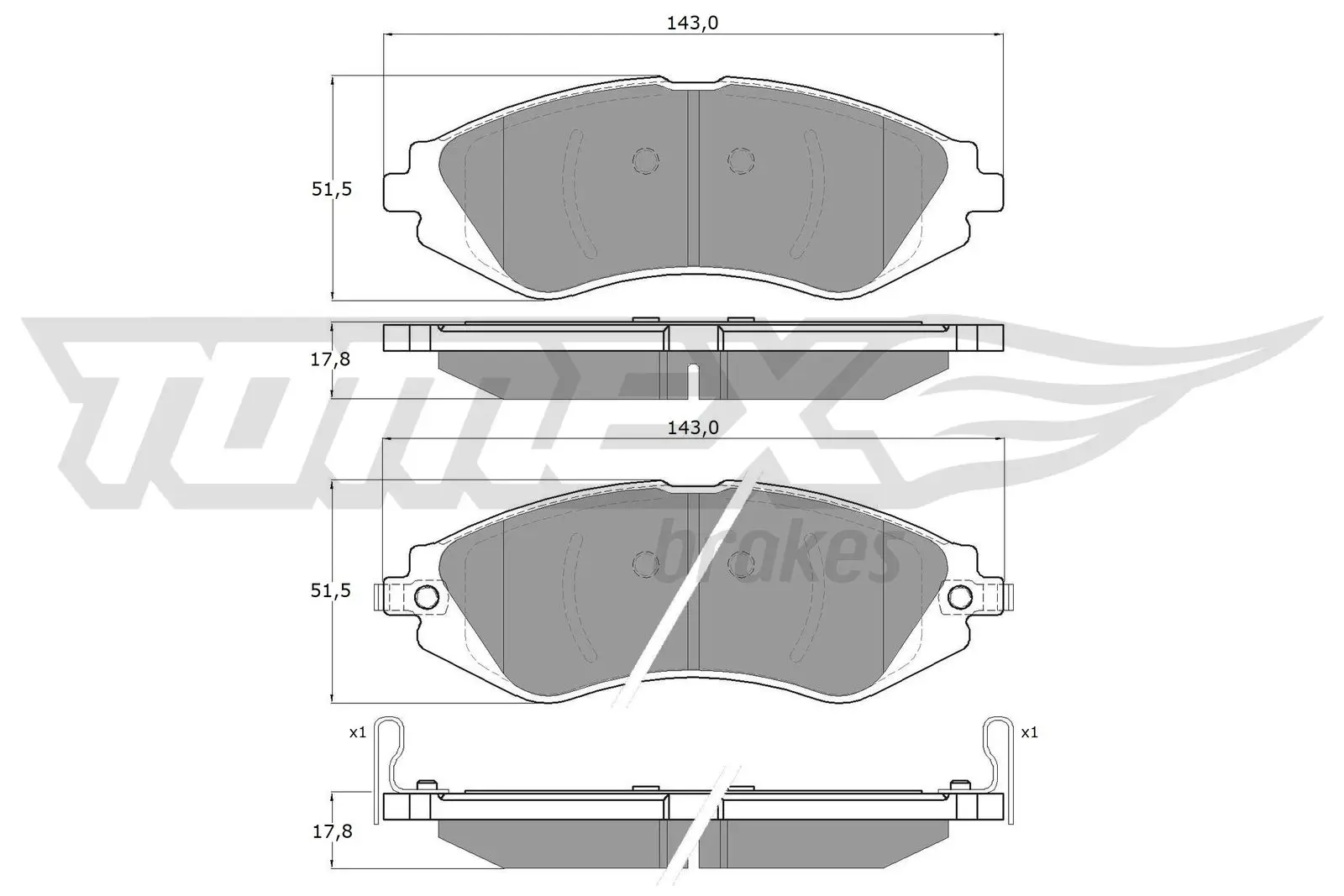 Bremsbelagsatz, Scheibenbremse TOMEX Brakes TX 16-76