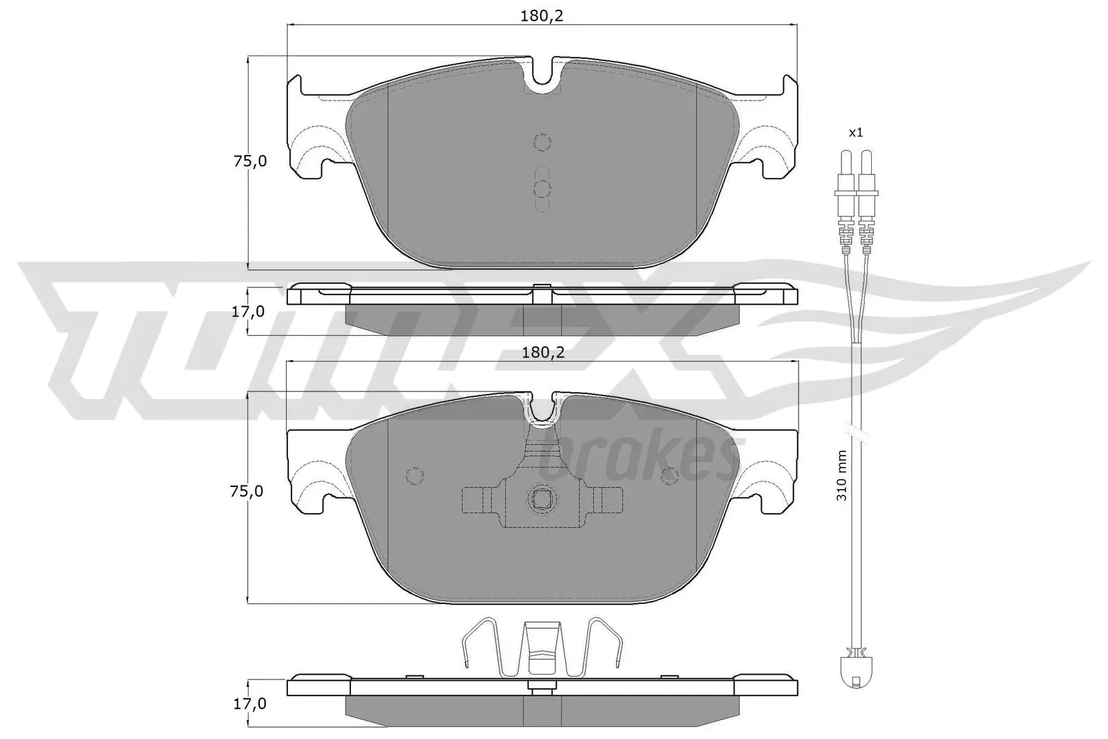 Bremsbelagsatz, Scheibenbremse Vorderachse TOMEX Brakes TX 16-78