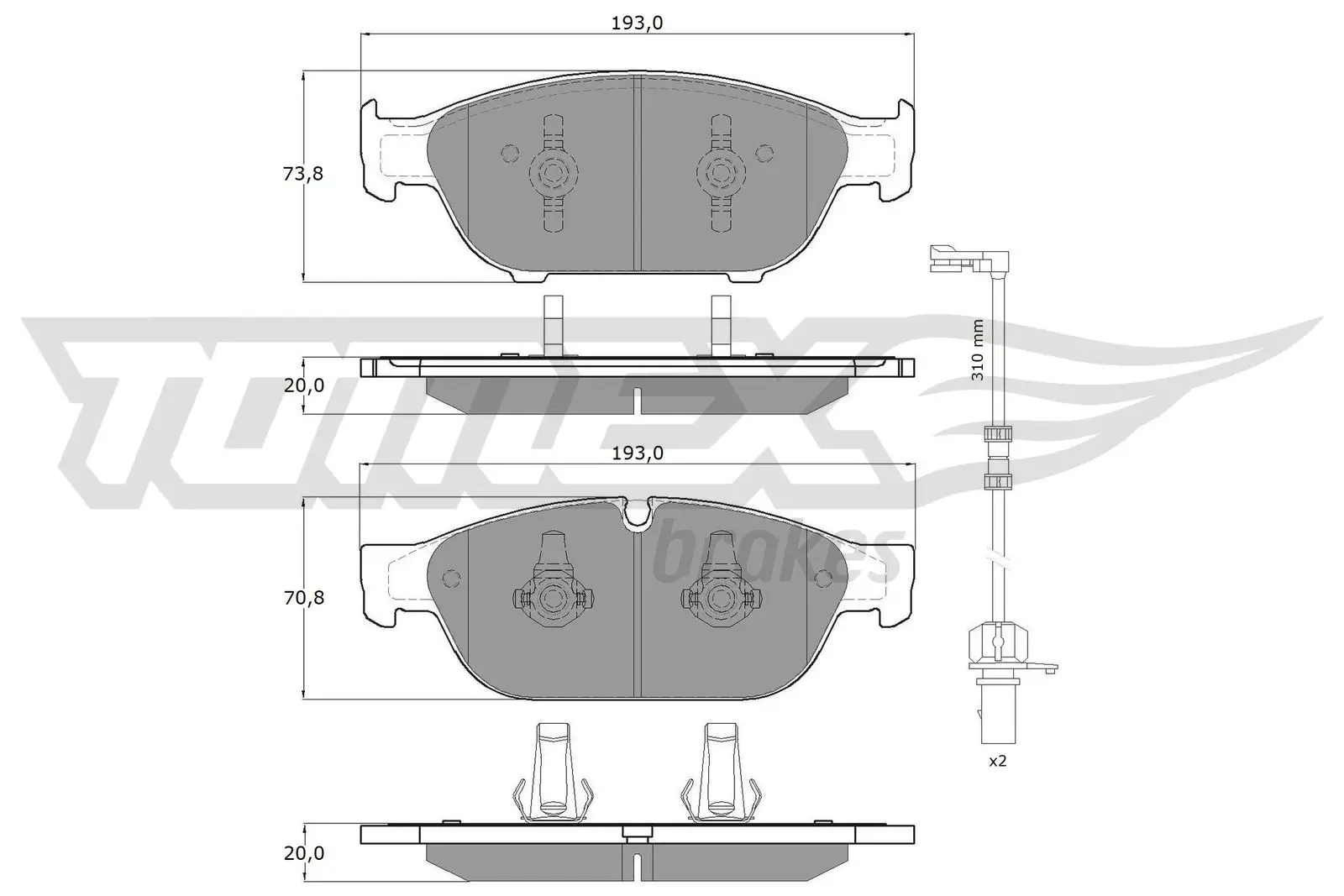 Bremsbelagsatz, Scheibenbremse Vorderachse TOMEX Brakes TX 16-83