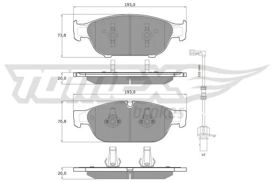 Bremsbelagsatz, Scheibenbremse Vorderachse TOMEX Brakes TX 16-83 Bild Bremsbelagsatz, Scheibenbremse Vorderachse TOMEX Brakes TX 16-83