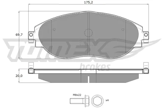 Bremsbelagsatz, Scheibenbremse Vorderachse TOMEX Brakes TX 16-842 Bild Bremsbelagsatz, Scheibenbremse Vorderachse TOMEX Brakes TX 16-842