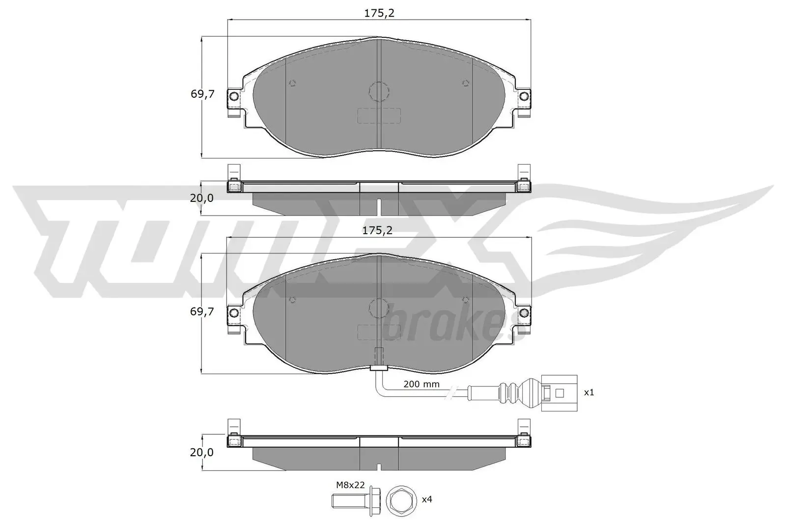 Bremsbelagsatz, Scheibenbremse TOMEX Brakes TX 16-84