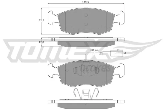 Bremsbelagsatz, Scheibenbremse Vorderachse TOMEX Brakes TX 16-88 Bild Bremsbelagsatz, Scheibenbremse Vorderachse TOMEX Brakes TX 16-88