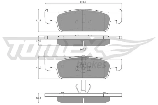 Bremsbelagsatz, Scheibenbremse Vorderachse TOMEX Brakes TX 16-941 Bild Bremsbelagsatz, Scheibenbremse Vorderachse TOMEX Brakes TX 16-941