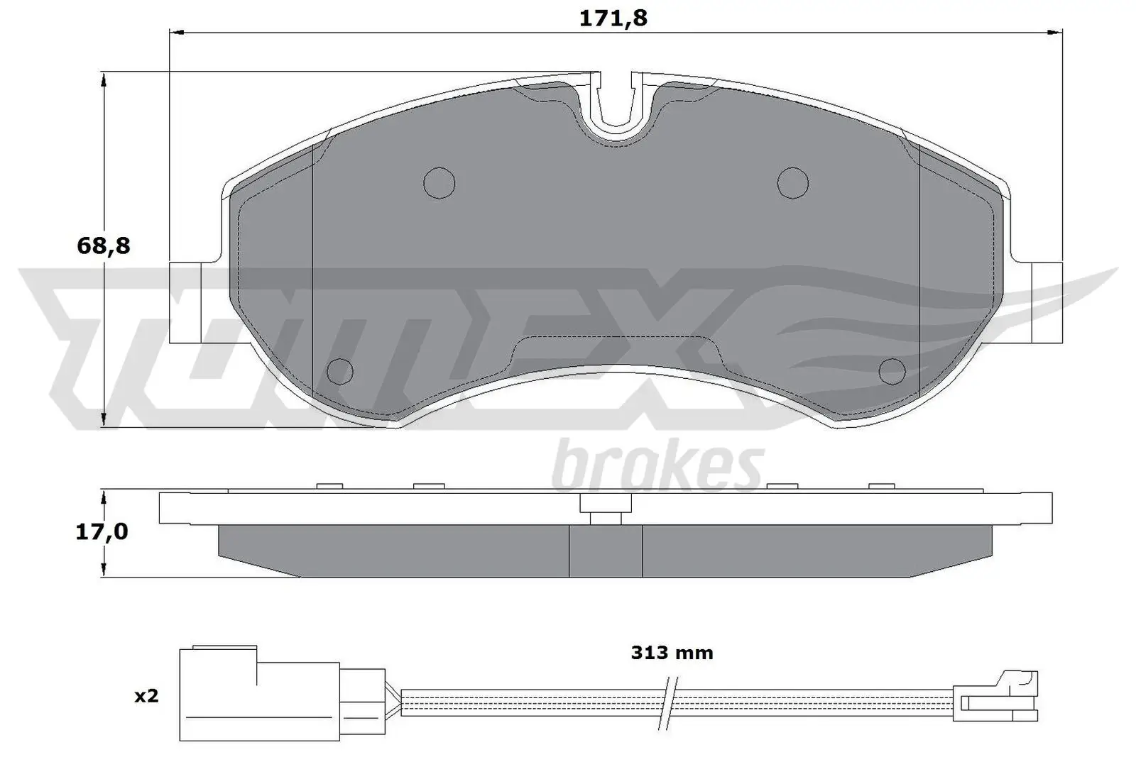 Bremsbelagsatz, Scheibenbremse Vorderachse TOMEX Brakes TX 16-95