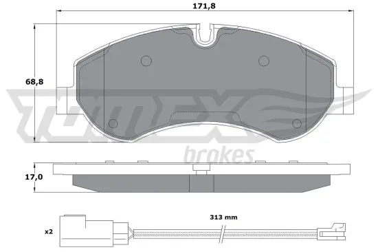 Bremsbelagsatz, Scheibenbremse Vorderachse TOMEX Brakes TX 16-95 Bild Bremsbelagsatz, Scheibenbremse Vorderachse TOMEX Brakes TX 16-95