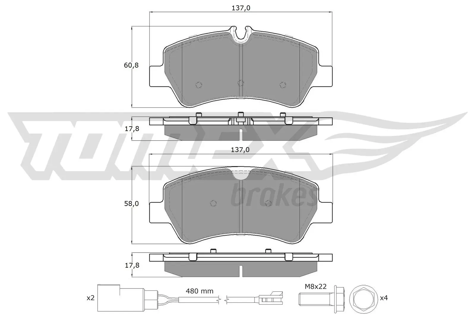Bremsbelagsatz, Scheibenbremse Hinterachse TOMEX Brakes TX 16-961