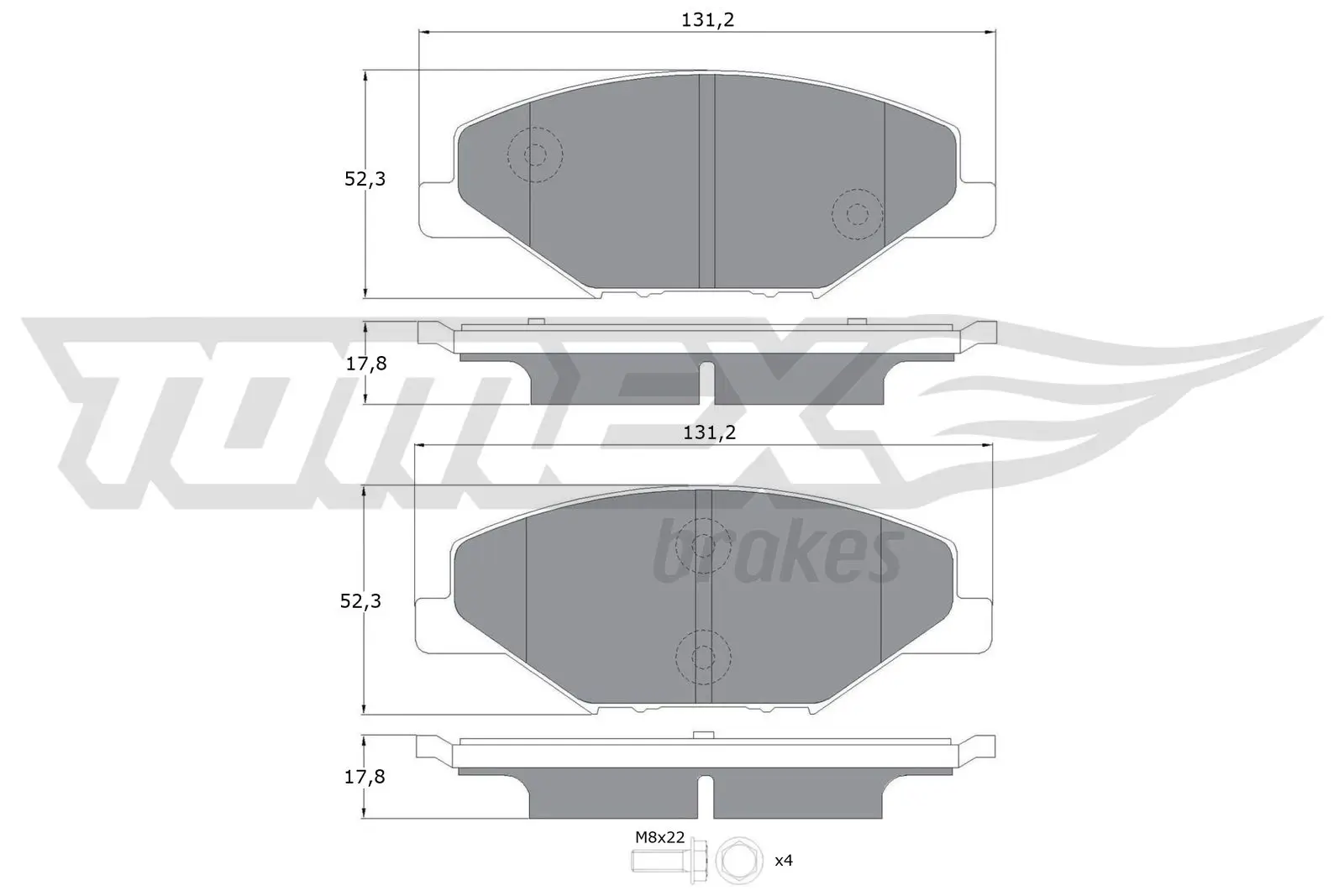 Bremsbelagsatz, Scheibenbremse Vorderachse TOMEX Brakes TX 16-98
