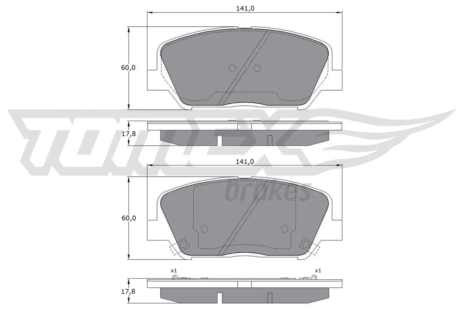 Bremsbelagsatz, Scheibenbremse Vorderachse TOMEX Brakes TX 17-01