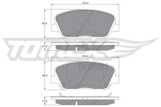 Bremsbelagsatz, Scheibenbremse Vorderachse TOMEX Brakes TX 17-01 Bild Bremsbelagsatz, Scheibenbremse Vorderachse TOMEX Brakes TX 17-01