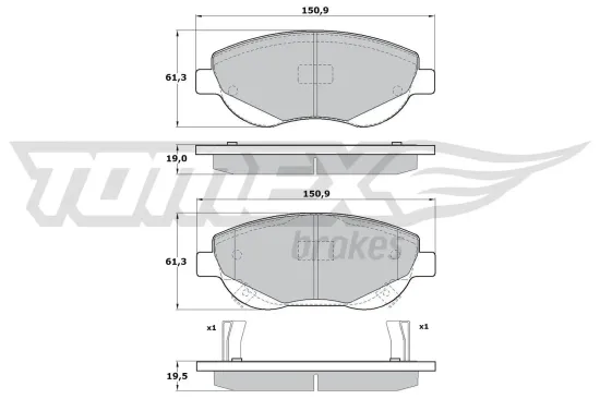 Bremsbelagsatz, Scheibenbremse Vorderachse TOMEX Brakes TX 17-20 Bild Bremsbelagsatz, Scheibenbremse Vorderachse TOMEX Brakes TX 17-20