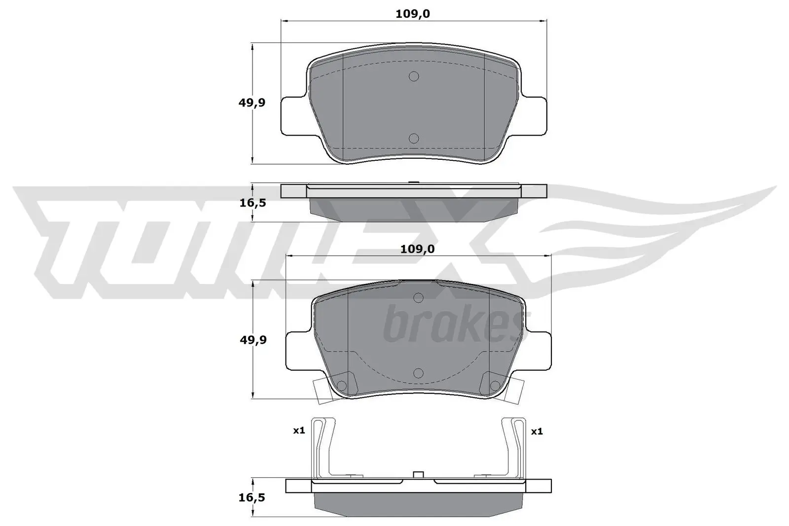 Bremsbelagsatz, Scheibenbremse Hinterachse TOMEX Brakes TX 17-21
