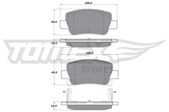 Bremsbelagsatz, Scheibenbremse Hinterachse TOMEX Brakes TX 17-21 Bild Bremsbelagsatz, Scheibenbremse Hinterachse TOMEX Brakes TX 17-21