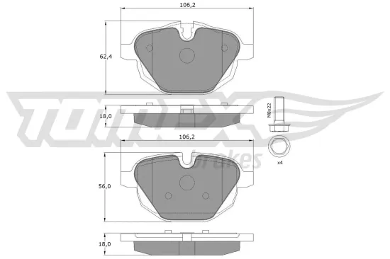 Bremsbelagsatz, Scheibenbremse Hinterachse TOMEX Brakes TX 17-34 Bild Bremsbelagsatz, Scheibenbremse Hinterachse TOMEX Brakes TX 17-34