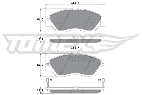 Bremsbelagsatz, Scheibenbremse Vorderachse TOMEX Brakes TX 17-44 Bild Bremsbelagsatz, Scheibenbremse Vorderachse TOMEX Brakes TX 17-44