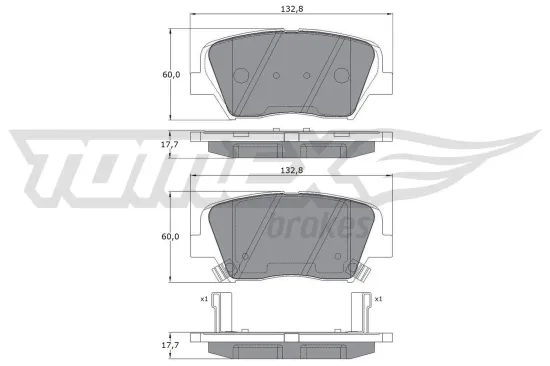 Bremsbelagsatz, Scheibenbremse Vorderachse TOMEX Brakes TX 17-46 Bild Bremsbelagsatz, Scheibenbremse Vorderachse TOMEX Brakes TX 17-46