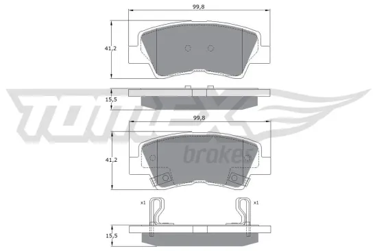 Bremsbelagsatz, Scheibenbremse Hinterachse TOMEX Brakes TX 17-48 Bild Bremsbelagsatz, Scheibenbremse Hinterachse TOMEX Brakes TX 17-48