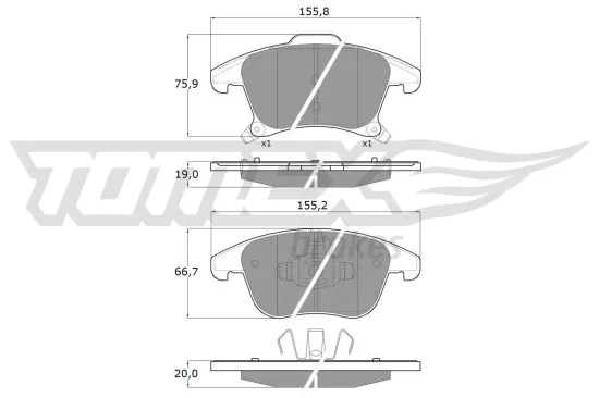 Bremsbelagsatz, Scheibenbremse Vorderachse TOMEX Brakes TX 17-75 Bild Bremsbelagsatz, Scheibenbremse Vorderachse TOMEX Brakes TX 17-75