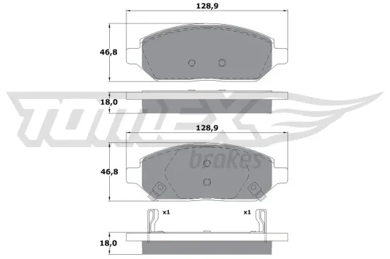 Bremsbelagsatz, Scheibenbremse Vorderachse TOMEX Brakes TX 17-90 Bild Bremsbelagsatz, Scheibenbremse Vorderachse TOMEX Brakes TX 17-90