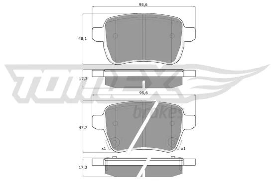 Bremsbelagsatz, Scheibenbremse TOMEX Brakes TX 17-94 Bild Bremsbelagsatz, Scheibenbremse TOMEX Brakes TX 17-94