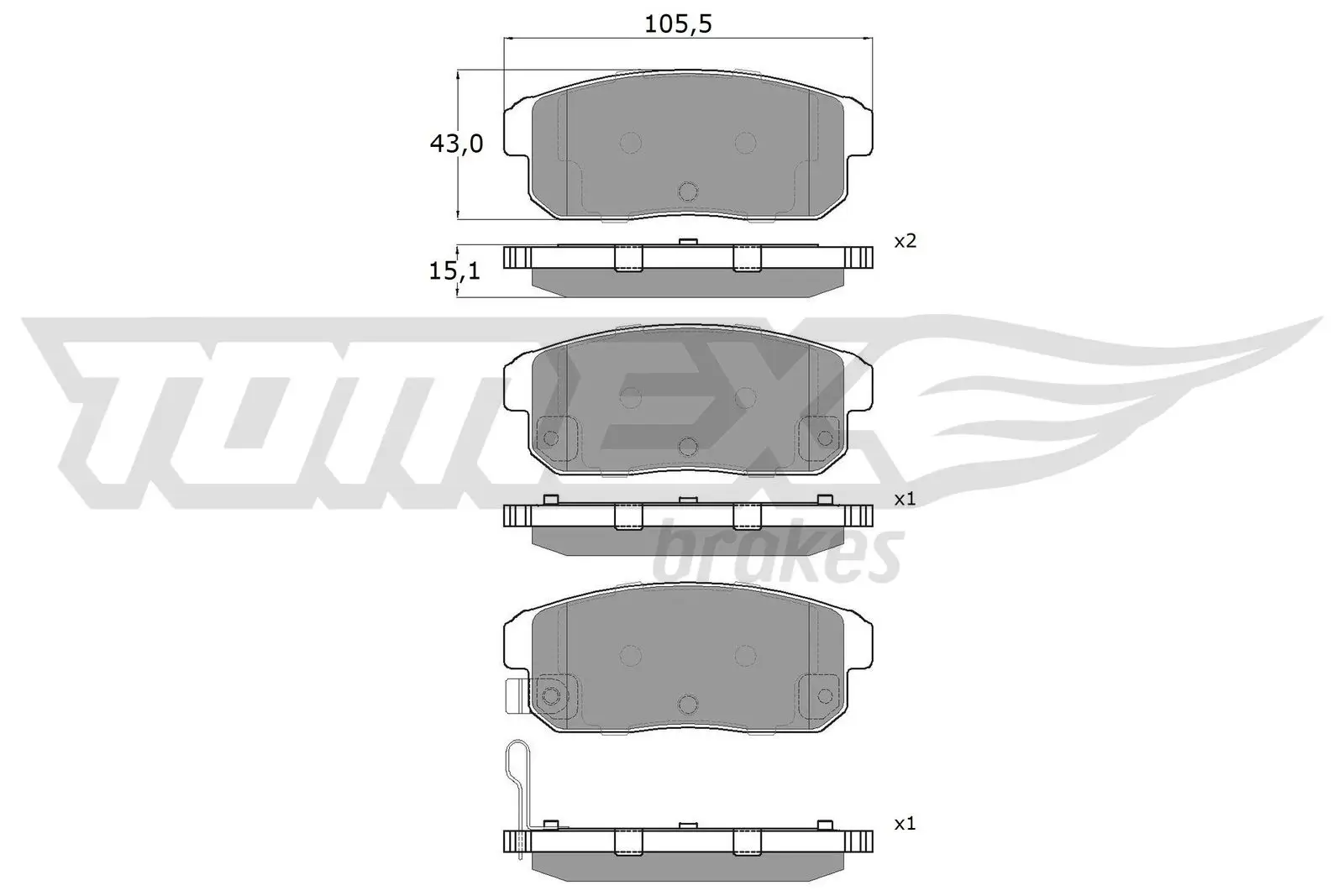 Bremsbelagsatz, Scheibenbremse Hinterachse TOMEX Brakes TX 17-97