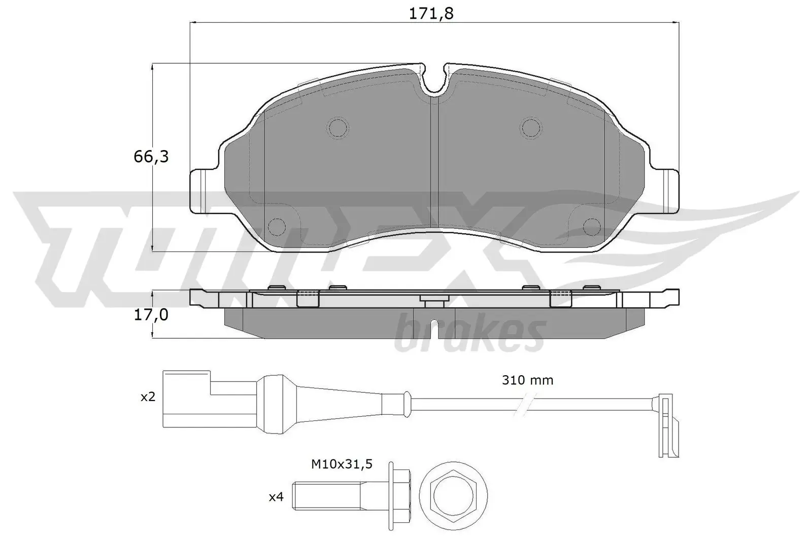 Bremsbelagsatz, Scheibenbremse Vorderachse TOMEX Brakes TX 18-04