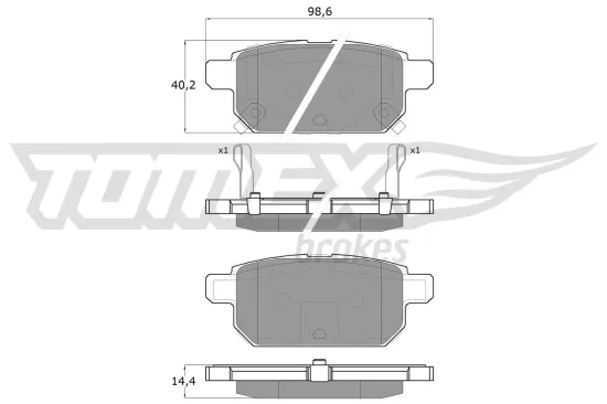 Bremsbelagsatz, Scheibenbremse Hinterachse TOMEX Brakes TX 18-14 Bild Bremsbelagsatz, Scheibenbremse Hinterachse TOMEX Brakes TX 18-14
