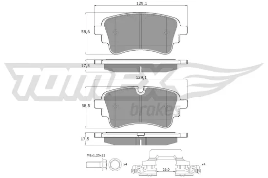 Bremsbelagsatz, Scheibenbremse Hinterachse TOMEX Brakes TX 18-231 Bild Bremsbelagsatz, Scheibenbremse Hinterachse TOMEX Brakes TX 18-231