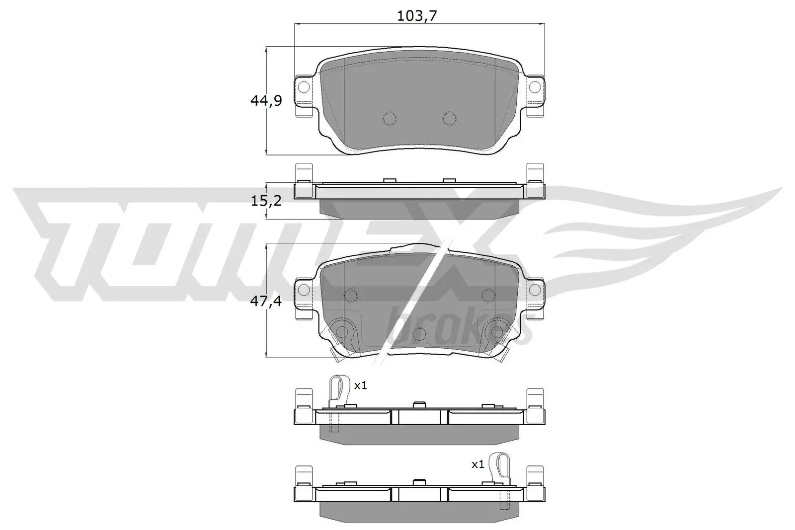 Bremsbelagsatz, Scheibenbremse Hinterachse TOMEX Brakes TX 18-27
