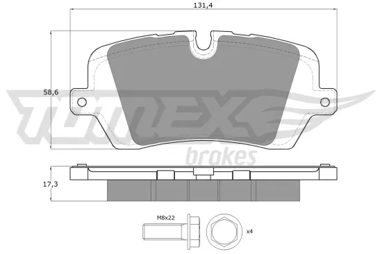 Bremsbelagsatz, Scheibenbremse Hinterachse TOMEX Brakes TX 18-34 Bild Bremsbelagsatz, Scheibenbremse Hinterachse TOMEX Brakes TX 18-34