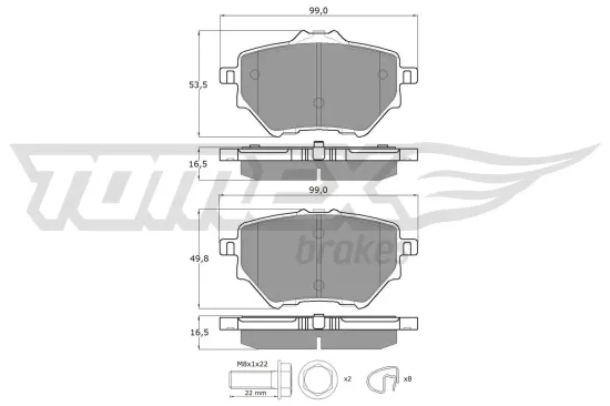 Bremsbelagsatz, Scheibenbremse Hinterachse TOMEX Brakes TX 18-36 Bild Bremsbelagsatz, Scheibenbremse Hinterachse TOMEX Brakes TX 18-36