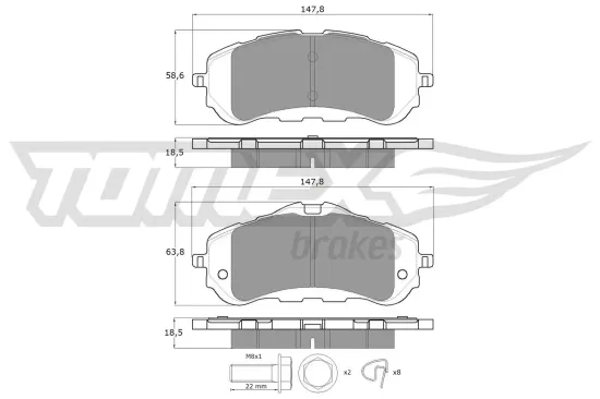 Bremsbelagsatz, Scheibenbremse Vorderachse TOMEX Brakes TX 18-38 Bild Bremsbelagsatz, Scheibenbremse Vorderachse TOMEX Brakes TX 18-38