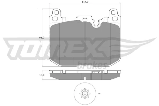 Bremsbelagsatz, Scheibenbremse Vorderachse TOMEX Brakes TX 18-481 Bild Bremsbelagsatz, Scheibenbremse Vorderachse TOMEX Brakes TX 18-481