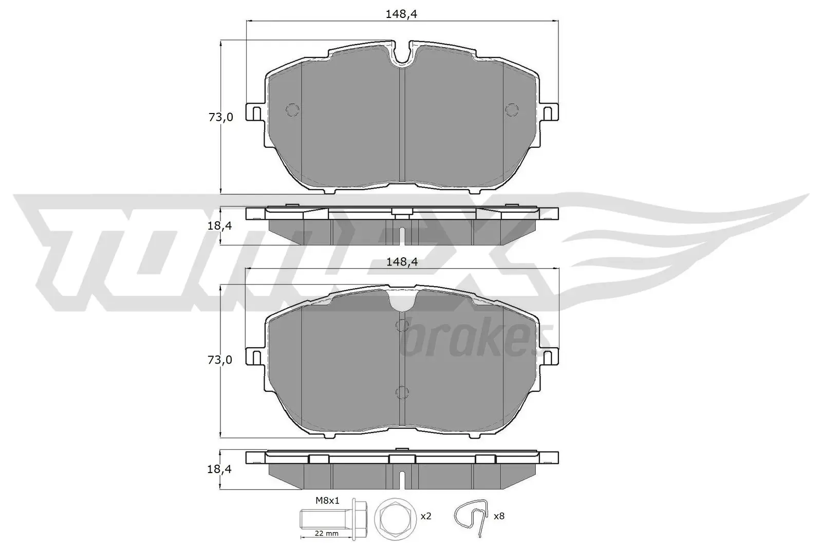 Bremsbelagsatz, Scheibenbremse Vorderachse TOMEX Brakes TX 18-65