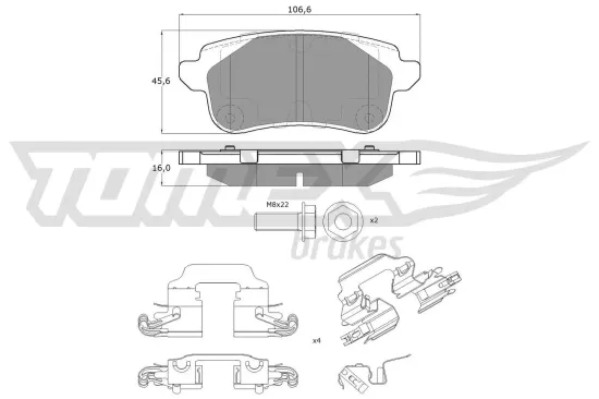 Bremsbelagsatz, Scheibenbremse Hinterachse TOMEX Brakes TX 18-66 Bild Bremsbelagsatz, Scheibenbremse Hinterachse TOMEX Brakes TX 18-66