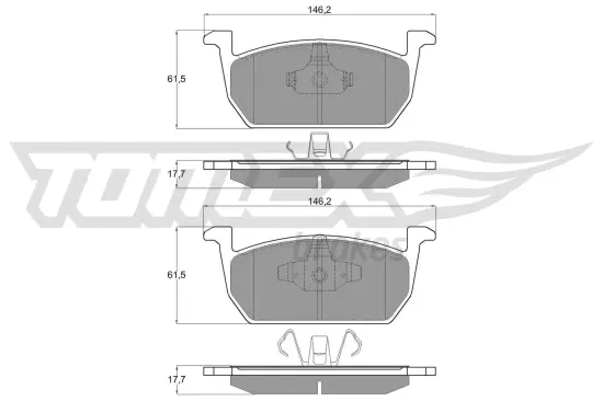 Bremsbelagsatz, Scheibenbremse Vorderachse TOMEX Brakes TX 18-73 Bild Bremsbelagsatz, Scheibenbremse Vorderachse TOMEX Brakes TX 18-73