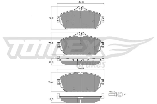 Bremsbelagsatz, Scheibenbremse Vorderachse TOMEX Brakes TX 18-74 Bild Bremsbelagsatz, Scheibenbremse Vorderachse TOMEX Brakes TX 18-74